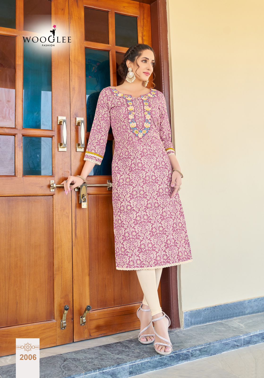 Rutika By Wooglee Rayon Printed Embroidery Kurti Wholesale Market In Surat